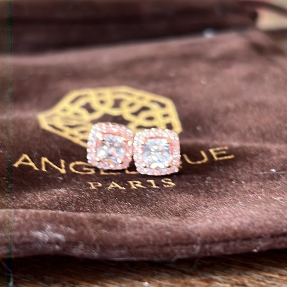 Halo Stud Swarovski Diamond 3.44 CTTW Rose Gold Earrings NWT - Picture 4 of 5